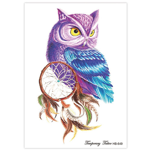 Dream Catcher with Colorful Owl Tattoo
