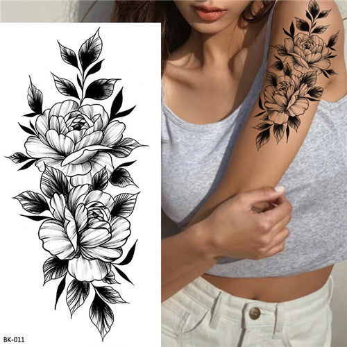 Fine Line Flower Arm Temporary Tattoos 