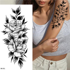 Fine Line Flower Arm Temporary Tattoos 