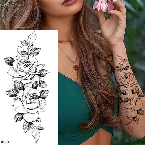 Fine Line Flower Temporary Tattoos