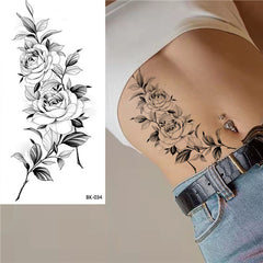 Fine Line Flower Temporary Tattoos