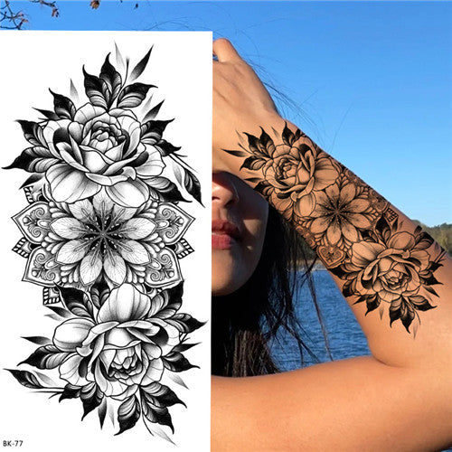 Fine Line Forearm Flower Temporary Tattoos