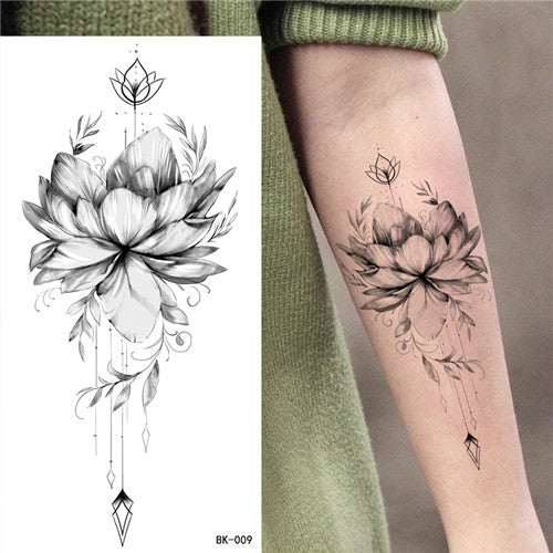 Fine Line Lotus Flower Temporary Tattoos