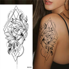 Geometric Flower Arm Temporary Tattoos 