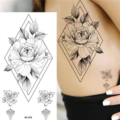 Flower Temporary Tattoos Geometric Fake Tattoo for Women Adult Girl Sexy  Small Letter Tatoo Sticker Arm Hands Body Art Decals  AliExpress