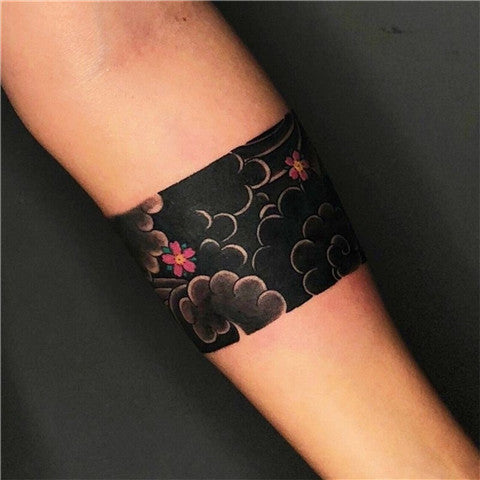 Japanese Black Armband Temporary Tattoo 