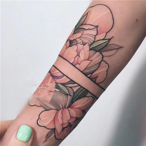 Pink Flower Armband Temporary Tattoo