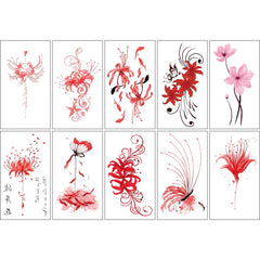 10 pcs Red Spider Lily Tattoos Set