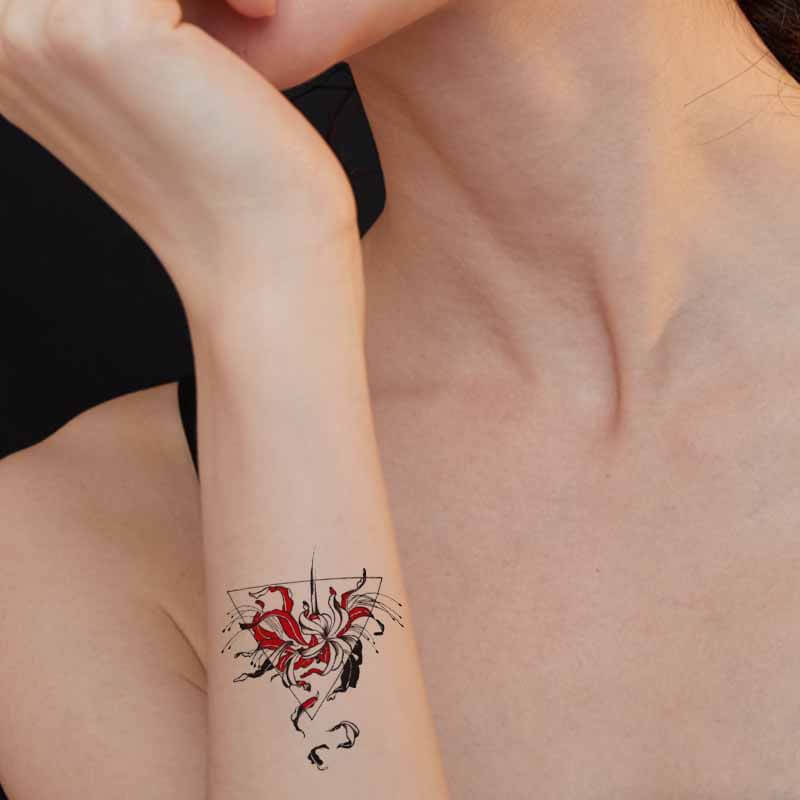 Triangle Red Spider Lily Tattoo 