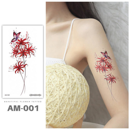 Red Spider Lily Butterfly Temporary Tattoo