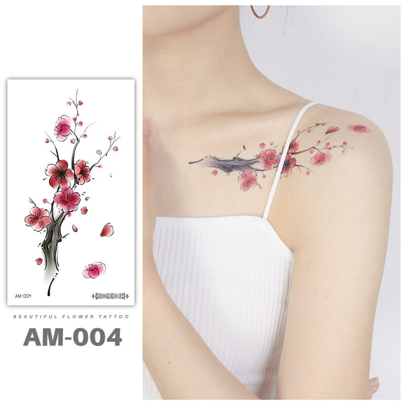 Plum Blossom Flower Temporary Tattoo 