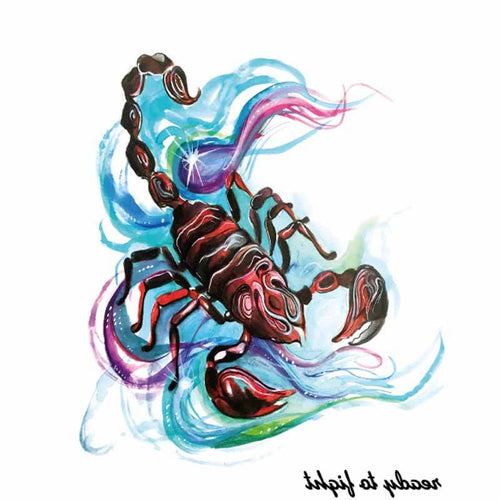 Watercolor Red Scorpion Tattoo