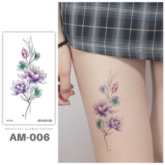 Thigh Tattoos for Women, Purple Lotus Flower Temporary Tattoo