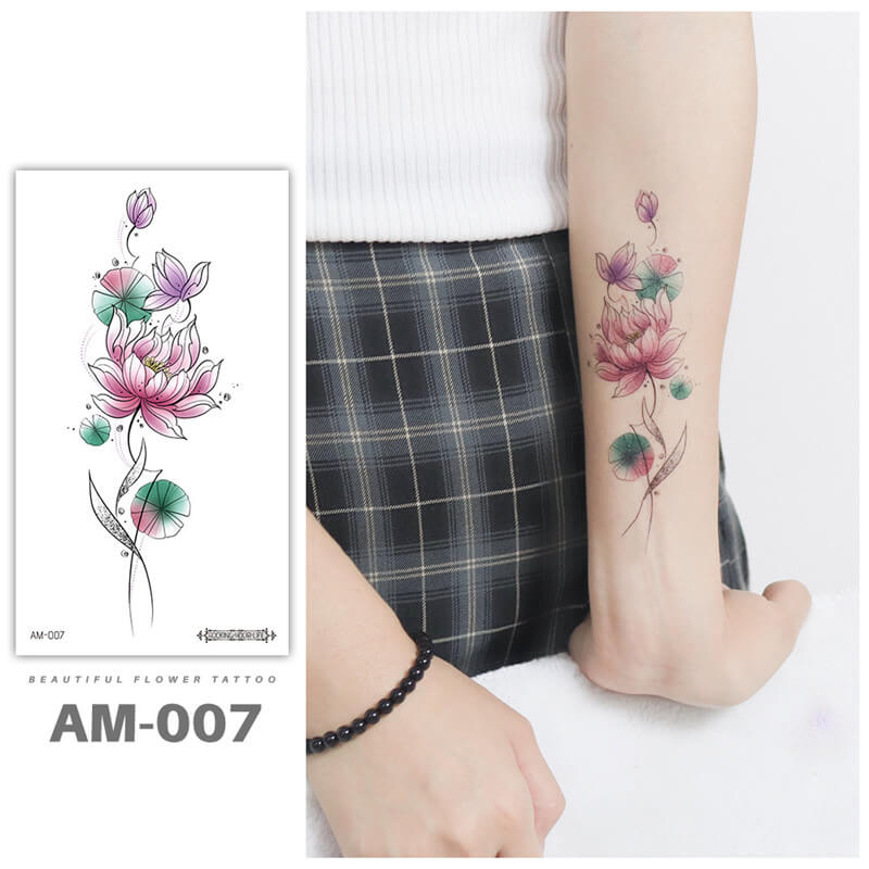 Lotus Flower Forearm Temporary Tattoo