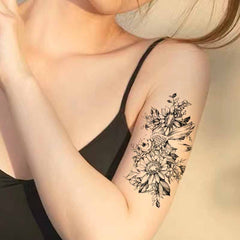 Flower and Fish Temporary Tattoo 