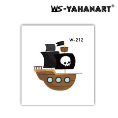 Cartoon Pirate Ship Temporary Tattoo