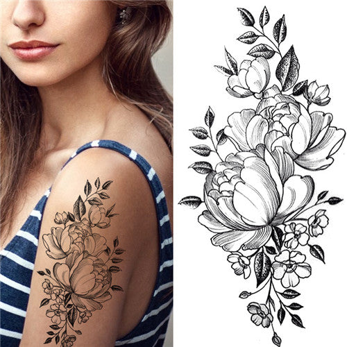 Sketch Flower Temporary Tattoos on Arm