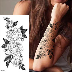 Sketch Flower Temporary Tattoos on Arm