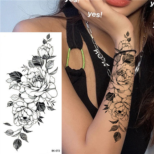 Sketch Flower Temporary Tattoos on Forearm