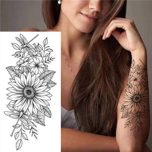 Sunflower and Dragonfly Temporary Tattoos 