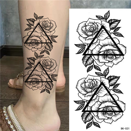 Triangle and Flower Temporary Tattoos