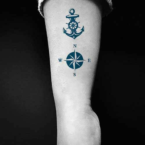 Anchor and Compass Tattoo
