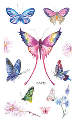 Butterfly and Flower Temporary Tattoos