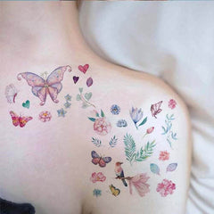 Butterfly and Flower Tattoo 