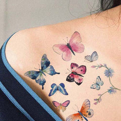 Pink Blue Butterfly Temporary Tattoos 