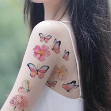 Load image into Gallery viewer, Butterfly Flower Temporary Tattoo 
