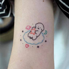 Dog Lying on Cloud Tattoo