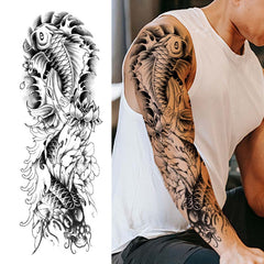 Double Koi Fish Lotus Sleeve Tattoo