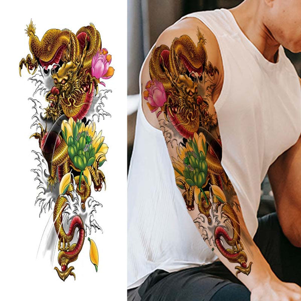 Koi Fish Tattoo Sleeve - Full Sleeve Tattoo - Temporary Sleeve Tattoos –  neartattoos