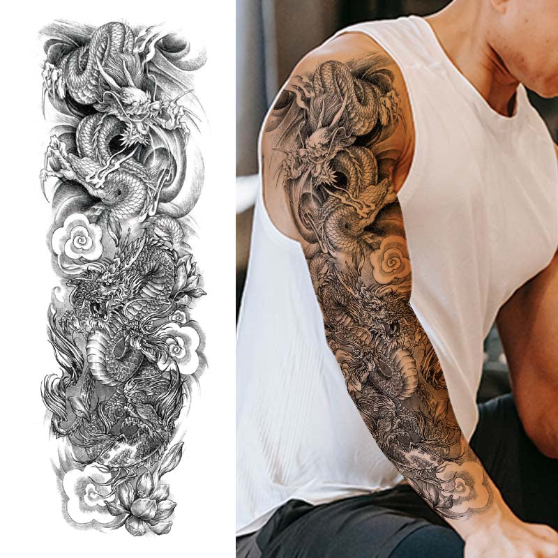 Dragon Temporary Sleeve Tattoo