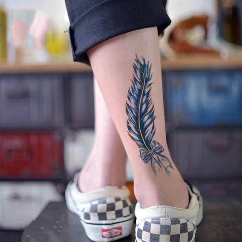 Feather Tattoo on Ankle