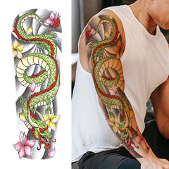Green Dragon Sleeve Tattoo