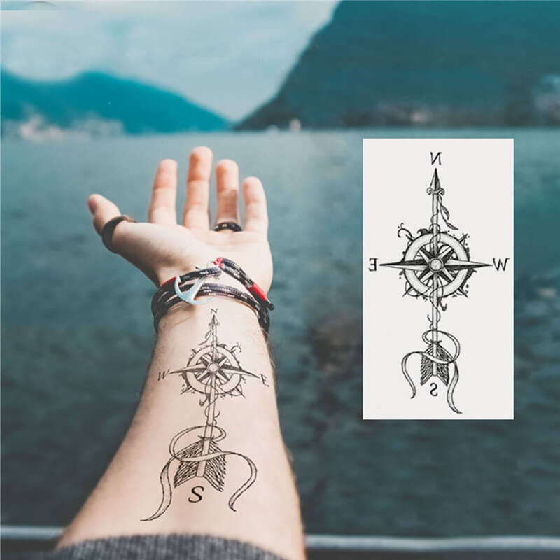 Compass Temporary Tattoo ｜ Viking Tattoo 