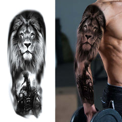 Lion and Armor Sleeve Tattoo
