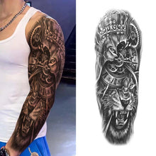 Load image into Gallery viewer, Lion and Clock Sleeve Tattoo
