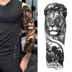 Keep an Eye on Lion Sleeve Tattoo