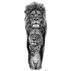 Lion Family Temporary Sleeve Tattoos