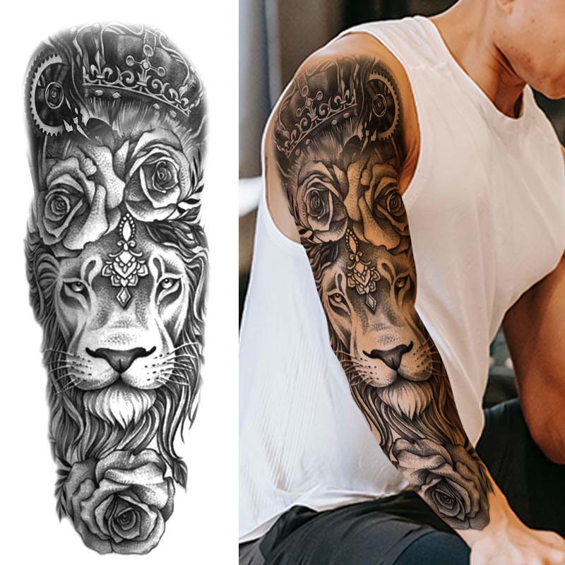 Lioness Tattoo - Lion Flower Temporary Sleeve Tattoos – neartattoos