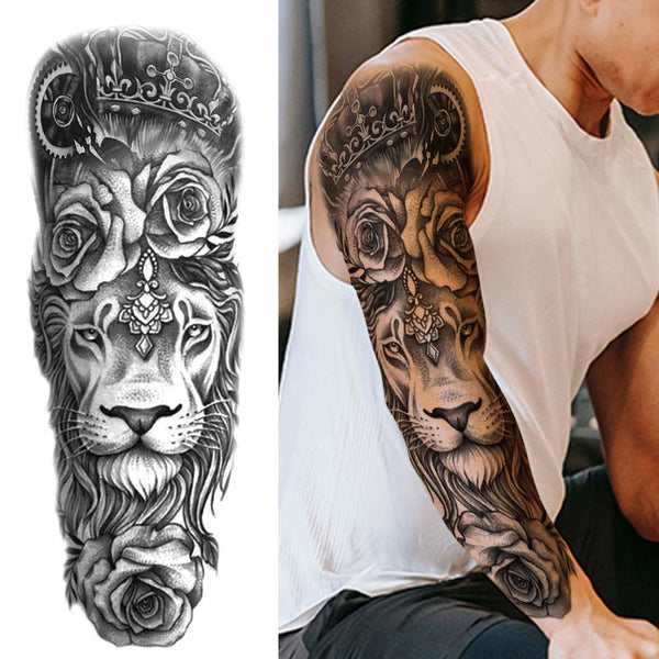 The Majestic Blend: Cross with Lion Tattoos | Art and Design