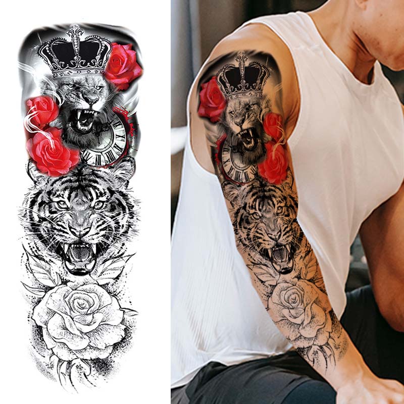 Keep an Eye on Lion Sleeve Tattoo