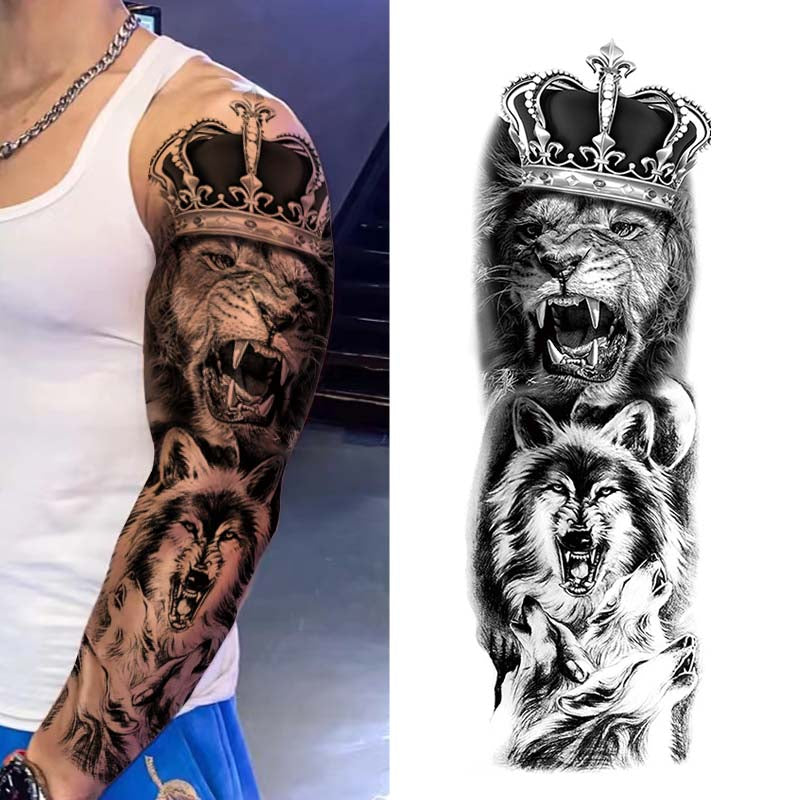 Keep an Eye on Lion Sleeve Tattoo