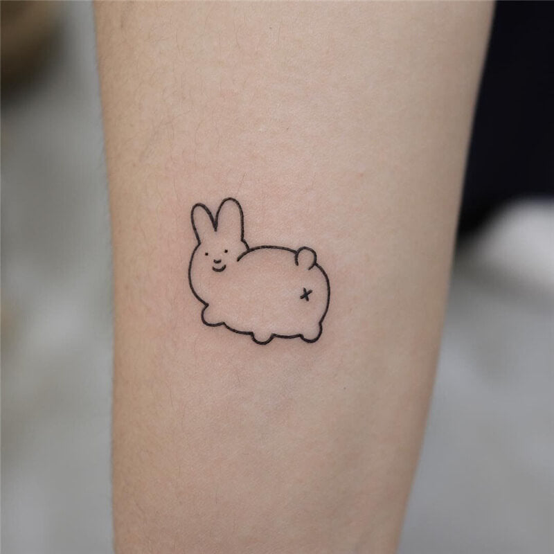 Minimalist Rabbit Outline Temporary Tattoo – neartattoos