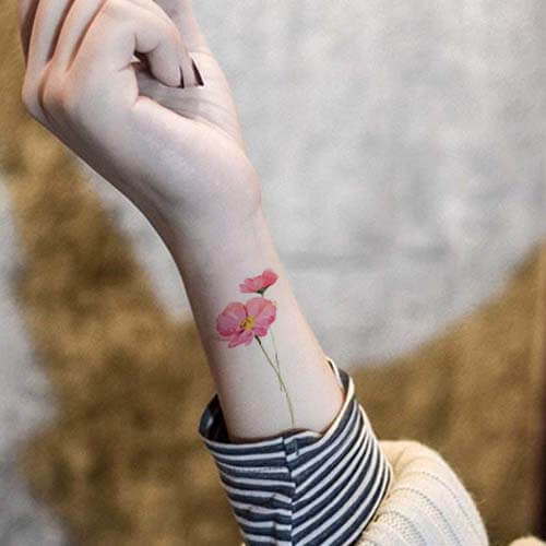 Pink Flower Temporary Tattoos