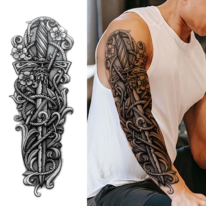 Sea Sword Sleeve Tattoo