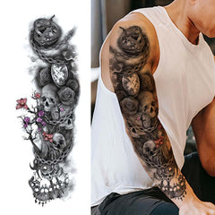 Skull and Clock Tattoo Sleeve