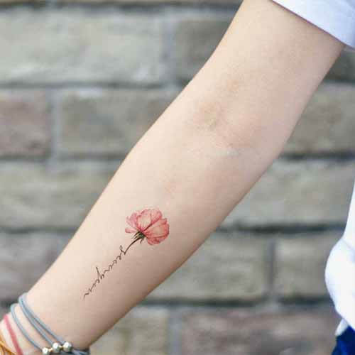 Small Pink Flower Temporary Tattoo